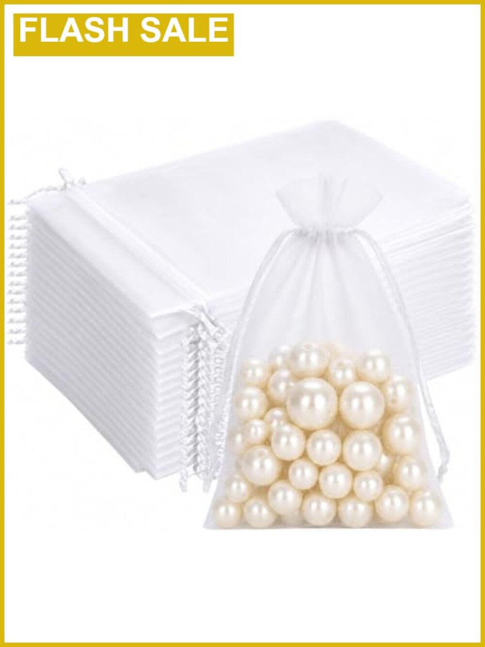 100 Organza Drawstring Gift Bags Bulk White for Party Favors